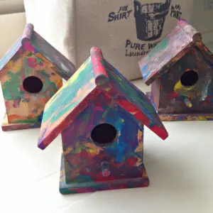 This DIY Kids Birdhouse Art for Toddlers is a fun, new way that your kiddo can get creative, have fun, and make cute artwork you can actually display on your shelves or office desk. This toddler craft idea is another great way to practice motor skills and a new sensory activity for toddlers.