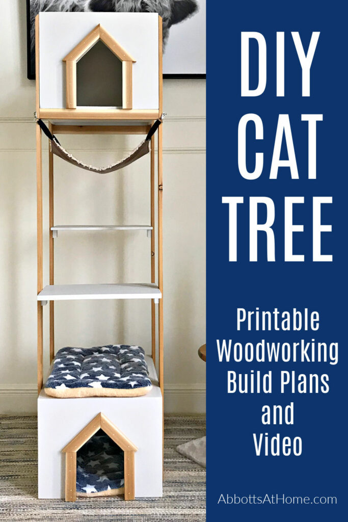 Here's a quick and easy woodworking project for cat lovers. I love how this DIY Cat Tree Wood House - Cat Tower turned out. And, it's a lot cheaper and prettier than those store bought Cat Tree's! Cat Tree or Cat Tower Printable Build Plans.