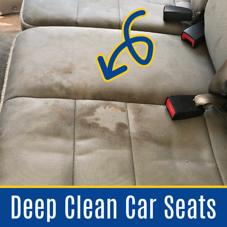I LOVE these tips and tricks for the Best Way To Deep Clean Car Seats at home. Including which household products WORK and which one I AVOID. Printable Cleaning Guide.