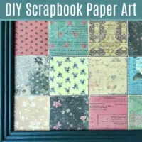 I LOVE this easy craft project idea! Make your own beautiful, framed, & easy DIY Scrapbook Paper Wall Art with Mod Podge & Craft Wood Squares.