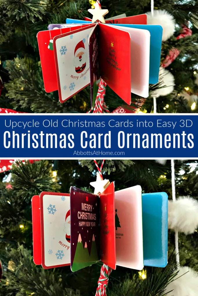 Here's how to make cute and easy 3D DIY Christmas Card Ornaments. Easy Handmade Christmas Ornament Craft for kids, with video and steps.