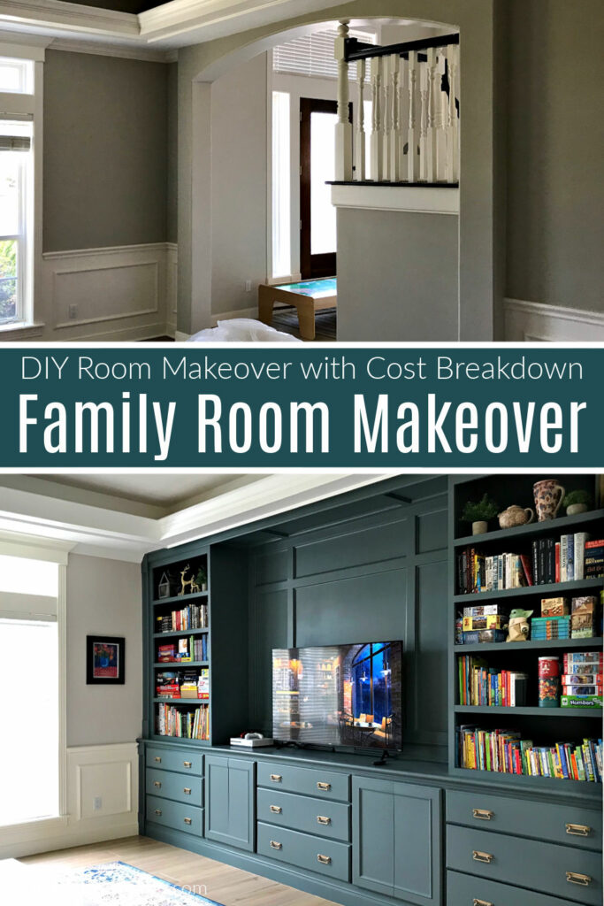 I am LOVING this Before and After Family Room Makeover Transformation! Check out the amazing pictures and budget friendly DIY projects.