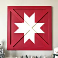 Red and White Barn Star Style wood Barn Quilt.