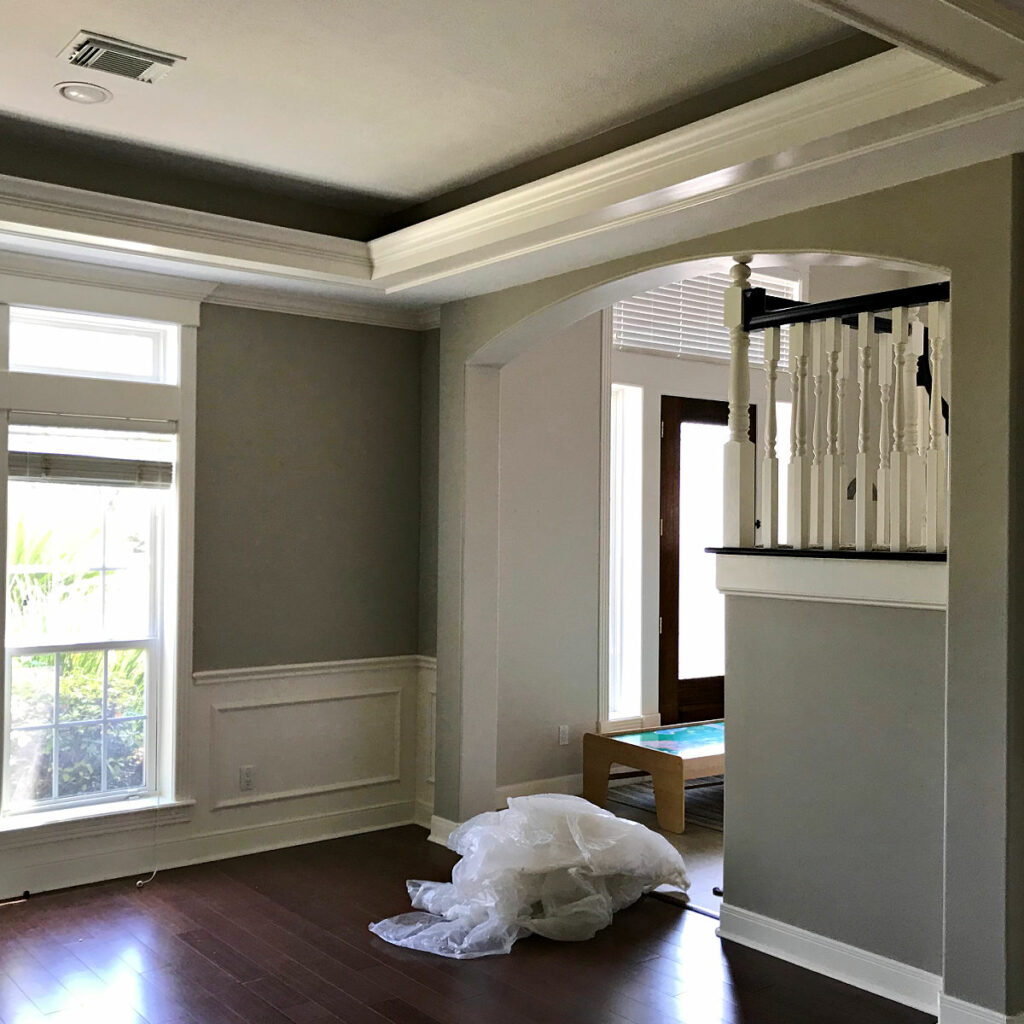 Before photo of a DIY Family Room Remodel.