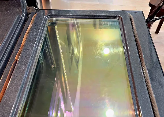 Image of a clean Oven Glass Door after cleaning with Easy Off Oven Cleaner.