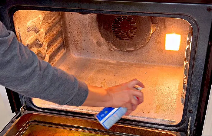 Image of Easy Off Fume Free Oven Cleaner on a self-cleaning oven.