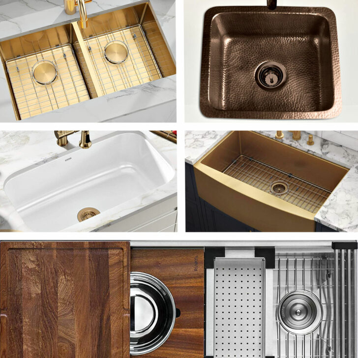 Image of different styles and types of kitchen sinks for sale on Amazon.
