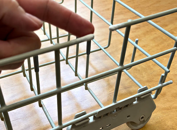 Image of a dishwasher rack repaired with ReRack coating.