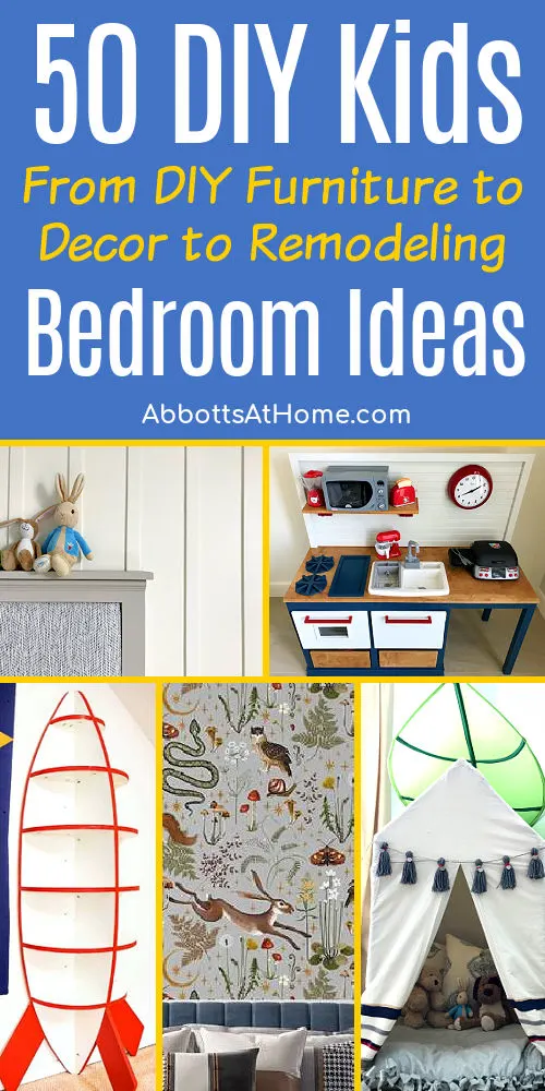 Image with 5 examples from a list of 50 best DIY Kids Bedroom Ideas. Includes kids furniture, kids decor, kids wallpaper, fun remodeling ideas for a kids room and more.
