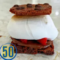 Image shows 1 of 50 ways to make tasty, yummy variations of Smores. For a post about how to make Smores at home.