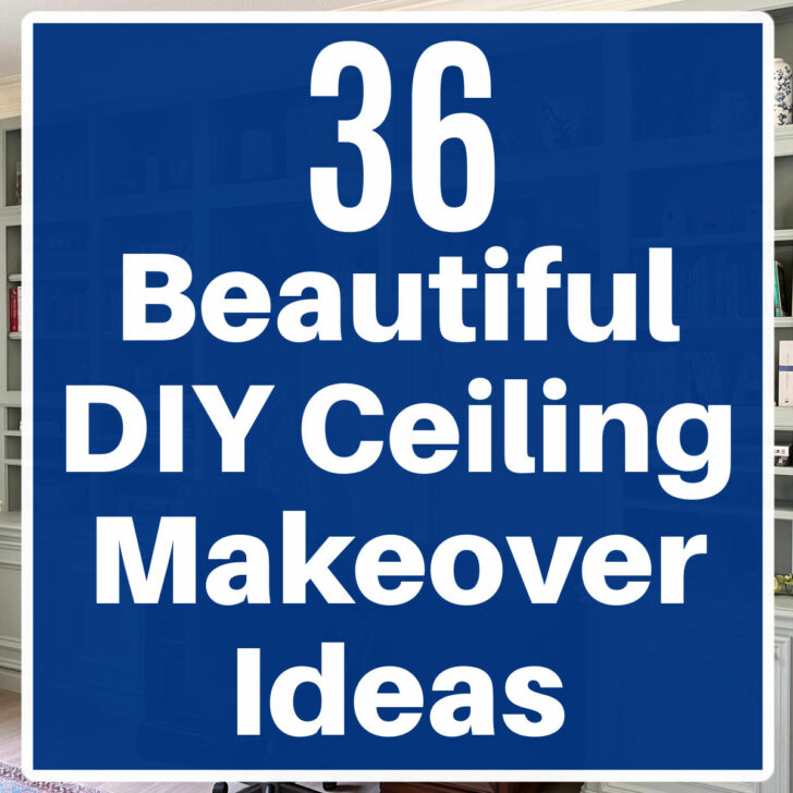 Text on image says "36 Beautiful DIY Ceiling Makeover Ideas" for a post about ceiling design ideas.