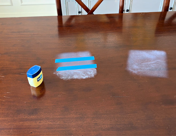 Testing Vaseline as a way to get rid of heat marks and water rings.