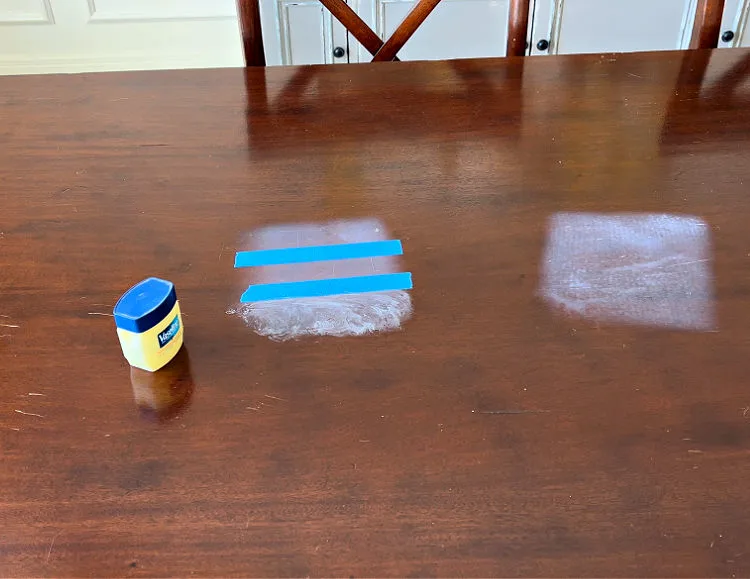 Testing Vaseline as a way to get rid of heat marks and water rings.