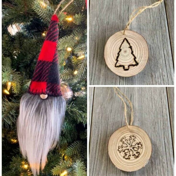 Image for Wood Slice Ornaments / Wood Burning Design AND Gnome Ornament