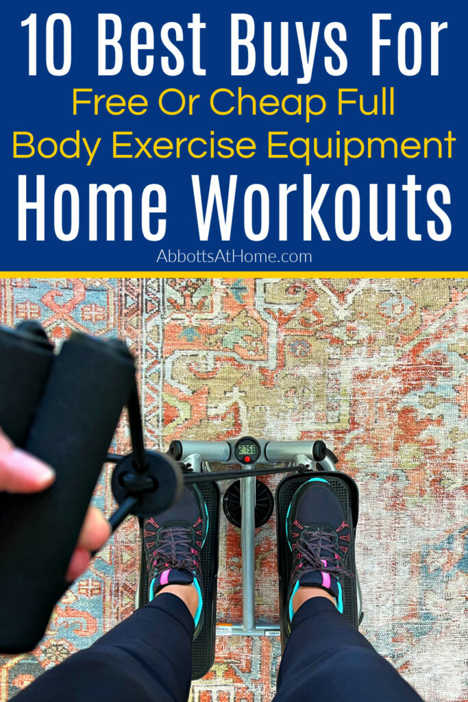 Image shows 2 examples on a list of the best workout at home equipment on a budget - for strength training and gaining full body muscle.