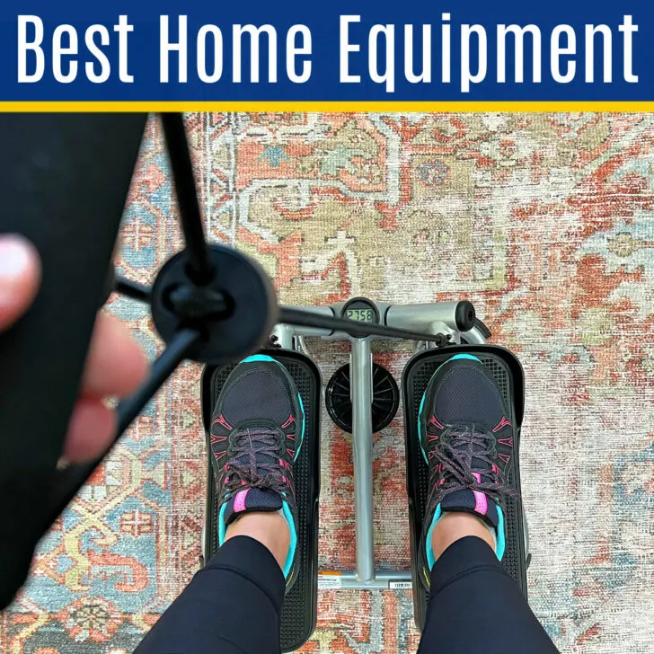 Image shows 2 examples on a list of the best home workout equipment on a budget - for strength training and gaining full body muscle.