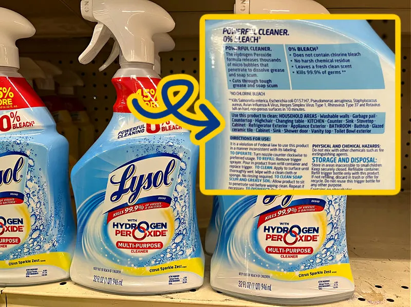 This Lysol multi-surface cleaner should be safe to use to clean kitchen cabinets.