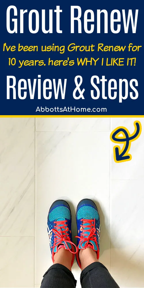 Image of white grout for a post about Does Grout Renew Work? Here's 3 before & after examples, easy DIY steps, and a full review from years of using Grout Renew to paint my grout.