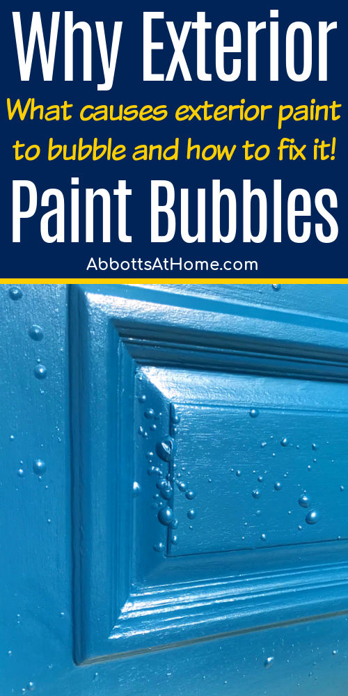 Image of front door paint bubbling and blistering in the sun. For a post about what causes paint bubbles and how to fix paint bubbles.