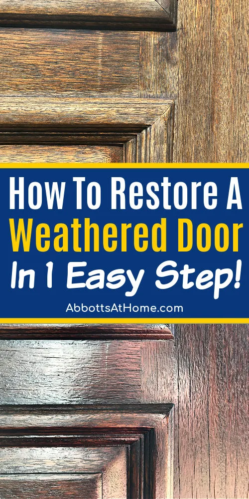 Image showing how to restore a faded front door. For a post about how to restore a weathered wooden front door.