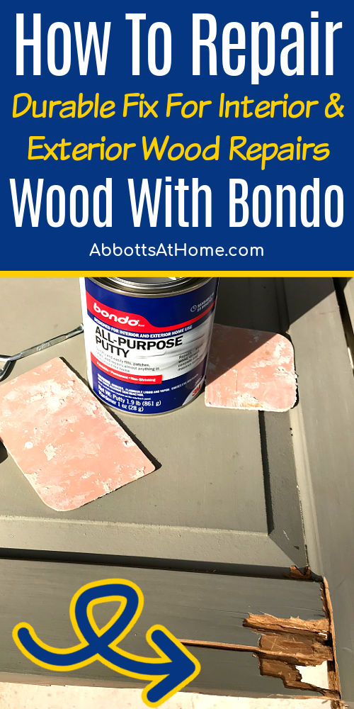Image shows rotted wood on an exterior shutter for a post about how to use Bondo to repair wood rot.
