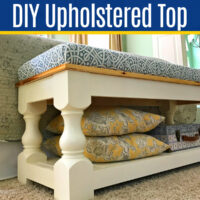 Image of a DIY Upholstered Bench Top made with a staple gun and plywood.