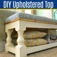 Image of a DIY Upholstered Bench Top made with a staple gun and plywood.