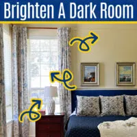 Image of a light and bright room for a post with 16 ways to make a dark room feel brighter or to brighten a dark room.