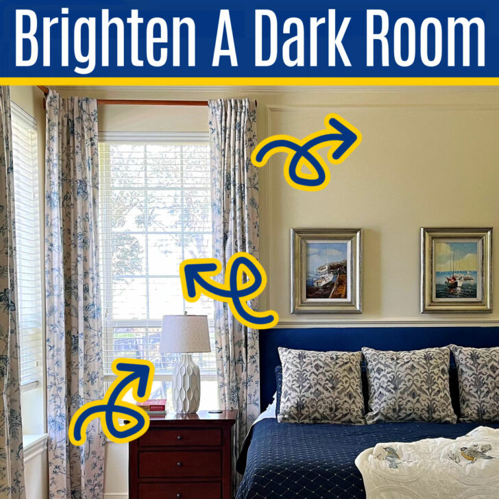 Image of a light and bright room for a post with 16 ways to make a dark room feel brighter or to brighten a dark room.