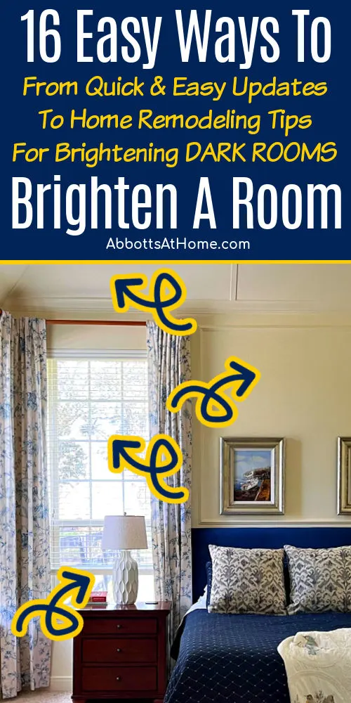 Image of a light and bright room for a post with 16 ways to make a dark room feel brighter or to brighten a room.