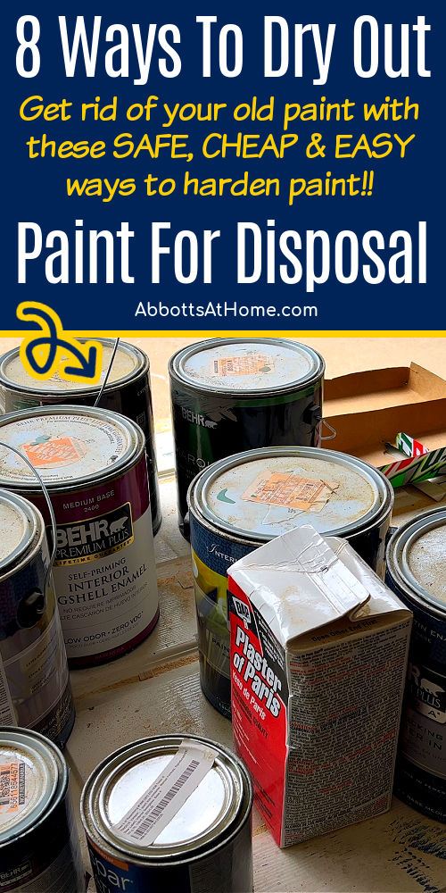 Image of old paint cans for a post about how to dry paint for disposal or harden paint for disposal.