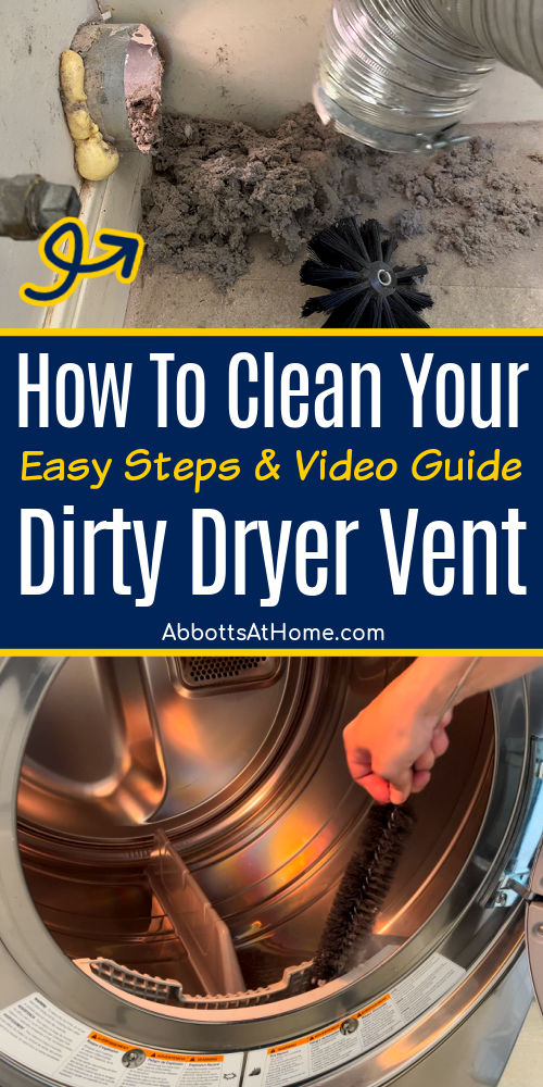 Image of someone using a dryer vent cleaning kit for a post about How To Clean Out A Dryer Vent From Inside And Outside.