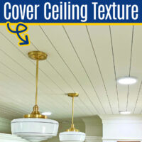 Image of shiplap on a ceiling for a post about how to cover a textured ceiling with shiplap.