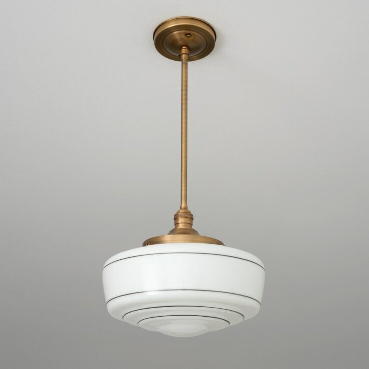 Image for Striped Large White Glass Down Rod Pendant Lighting - Etsy