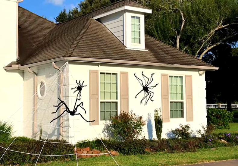 How to hang spider webs outside, on brick, stucco, siding, windows, vinyl, etc.