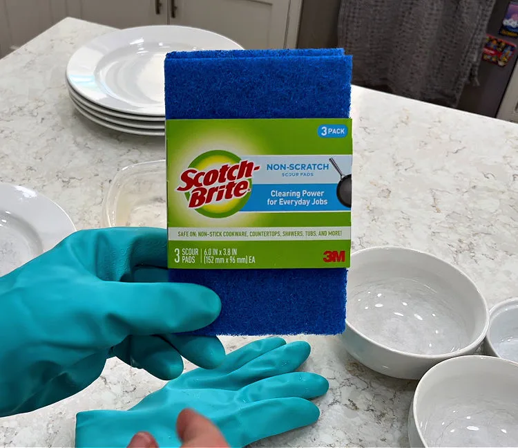 Scotch-Brite non-scratch scrubbing pad.