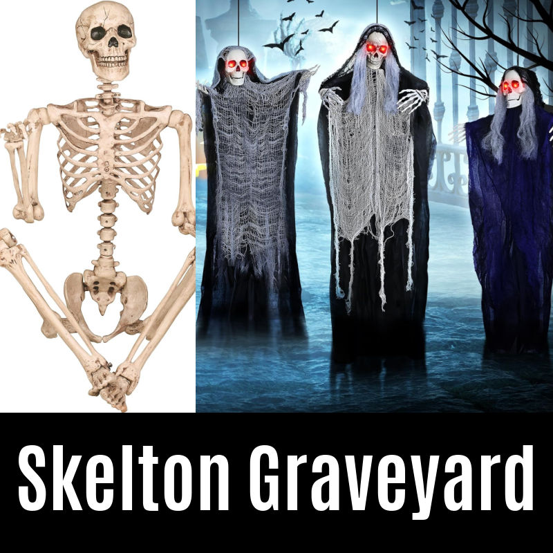 Great Halloween decorations for a Creepy skeleton or haunted graveyard Halloween Theme.